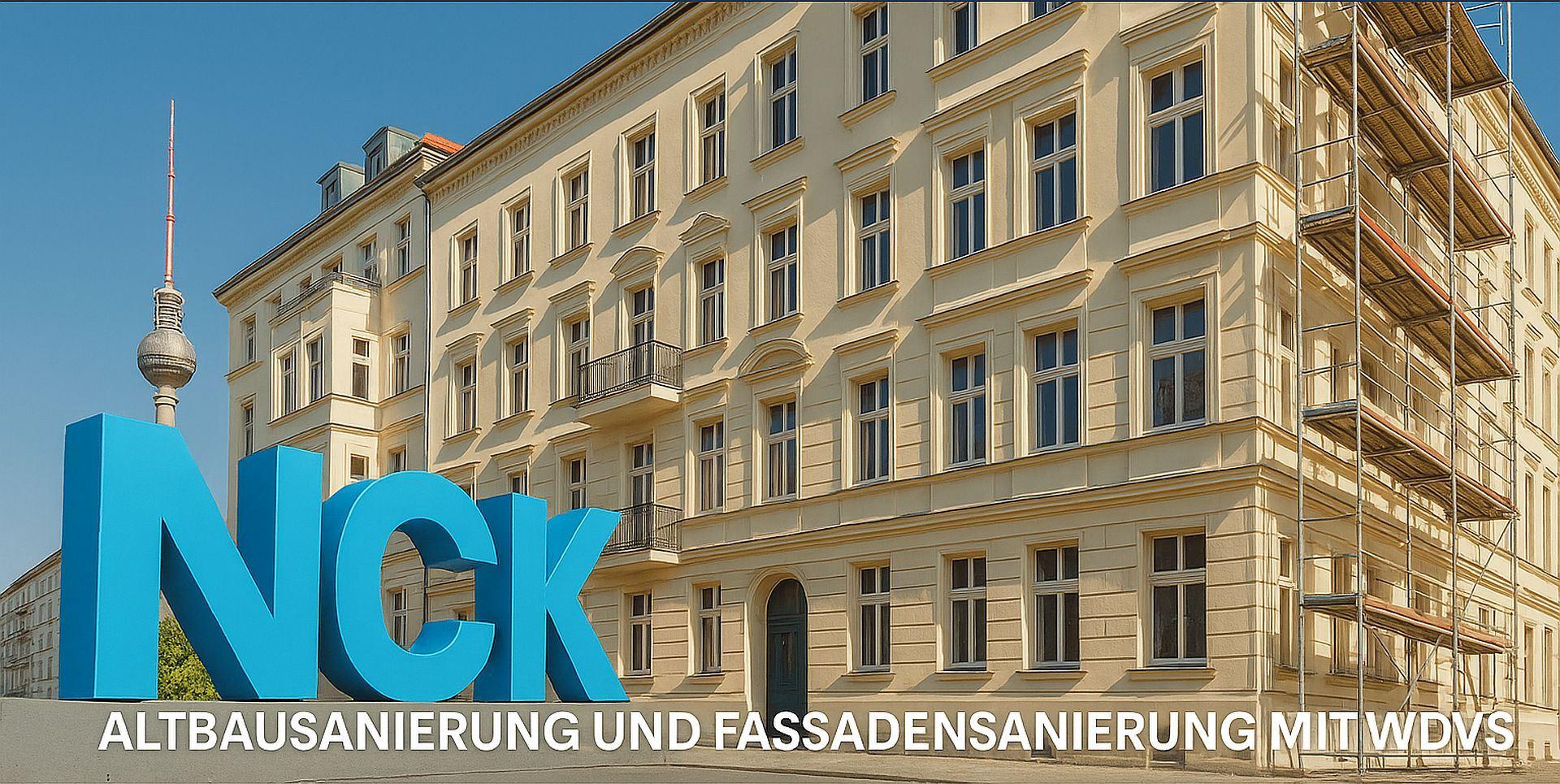 Fassade eines Berliner Altbaus mit Gerüst